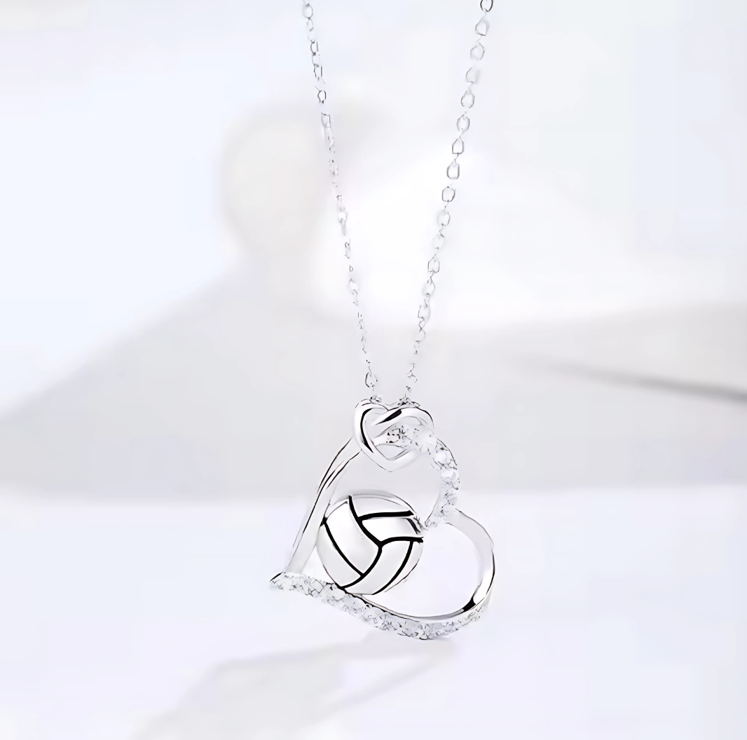 Light background, larger, Volleyball necklace by Bella Sports Jewelry, www.bellasportsjewelry.com