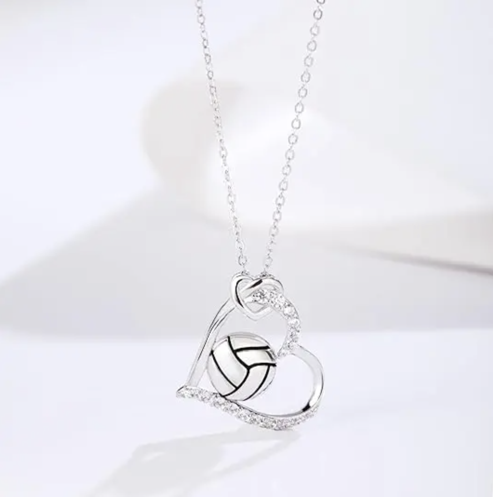 .925 Silver Volleyball Sports Pendant on light background 4