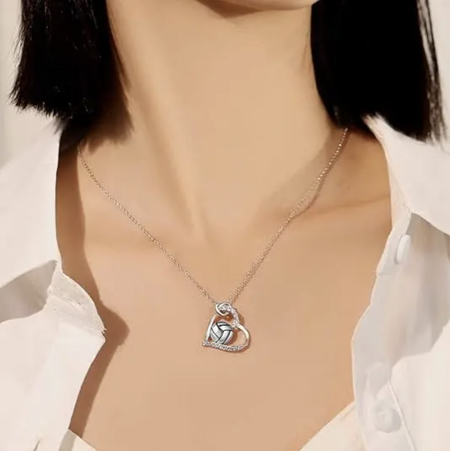 Sterling Silver Volleyball Necklace by by Bella Sports Jewelry, www.bellasportjewelry.com